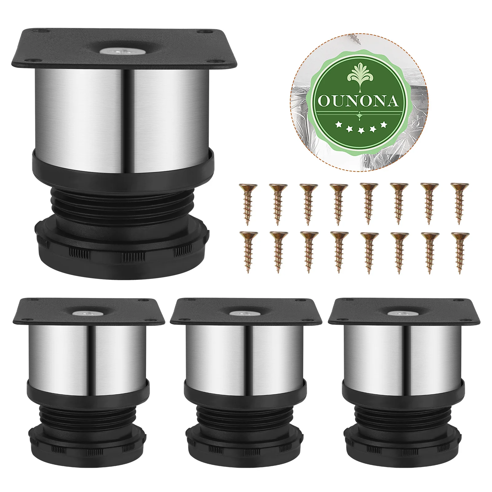 

4Pcs Adjustable Stainless Furniture Legs 5cm Metal Cabinet Feet Durable for Kitchen Office Shelves Humid Environment