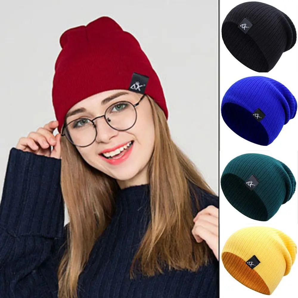 New Solid Cute Ladies Casual Cap Winter Autumn Hats Warmer Bonnet Female Beanie Caps Knitted Beanies