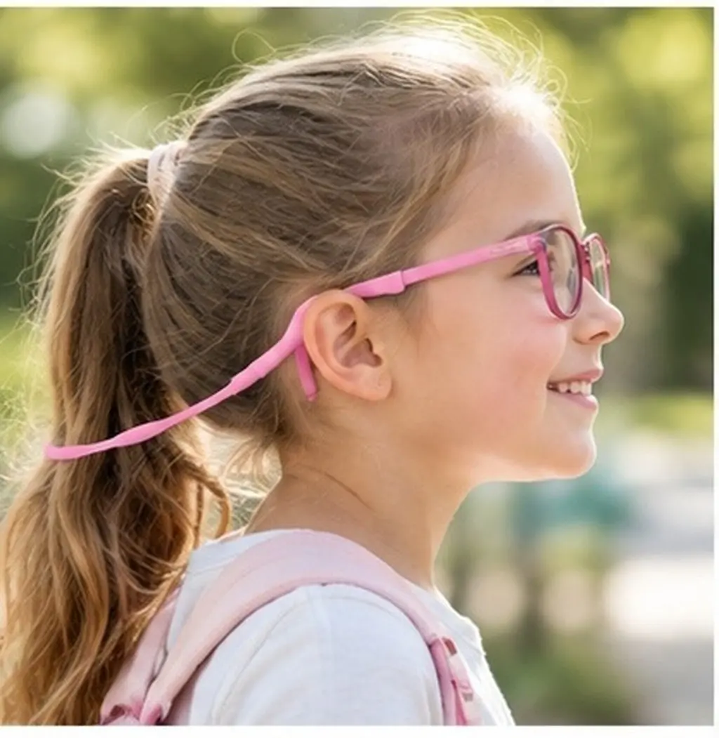 Glasses Holder Eyeglass Strap Ear Hook Grip Pink Soft Silicone Anti-Slip Safety Retainer for Kids Secure Fit Exercise Outdoor