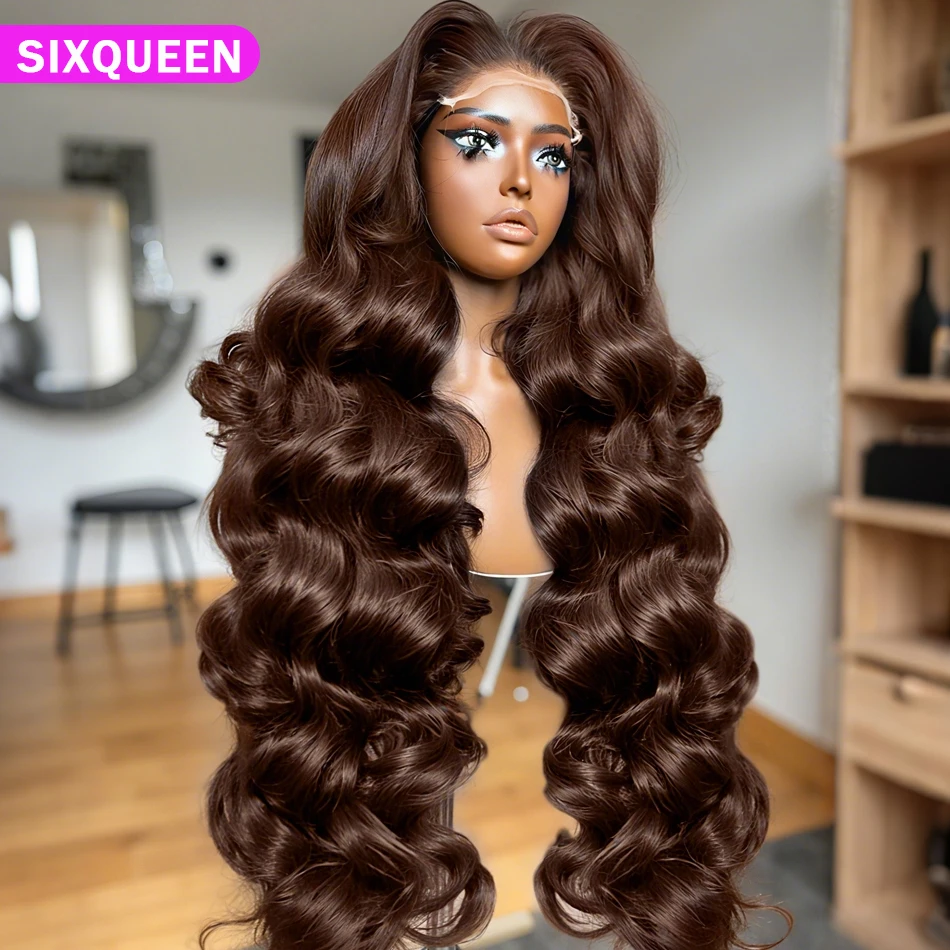 

Шоколадно-коричневый парик из 100% натуральных человеческих волос, 13x6 HD, с кружевной передней частью, волнистый, плотность 250, окрашенный, предварительно выщипанный, бразильский