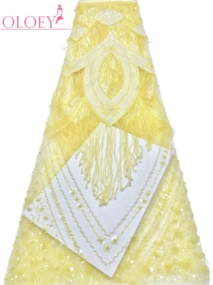 OLOEY Handmade Embroidery Beads Fringe High-End French Exquisite Design Super Quality Sequins Tassel Lace for Party Evening Dres