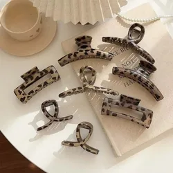 Large Small Leopard Print Hair Claw Clip for Women Thick Hair Elegant Bowknot Cross Geometric Catch Clamp Hairgrip Accessories