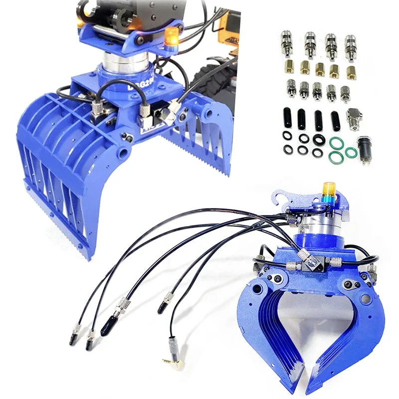 

RC Excavator Metal Hydraulic Claw Hydraulic Rotating Grab Bucket 270 Degree Suitable for 1/14 946 RC Excavator Model Toy