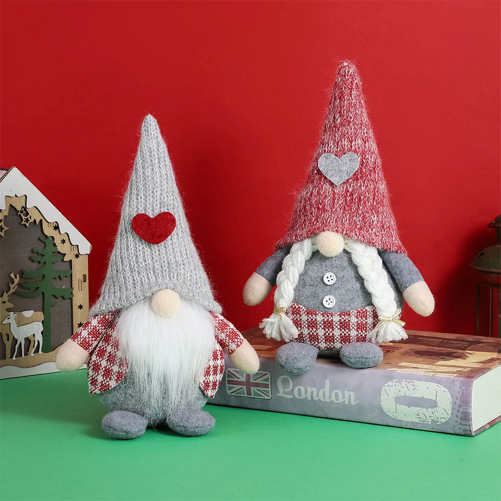 Valentine's Day Gnome Decor Set – 2pcs Adorable Lightweight Rip-Resistant Home Festival Decoration for Fireplace Table Shelf