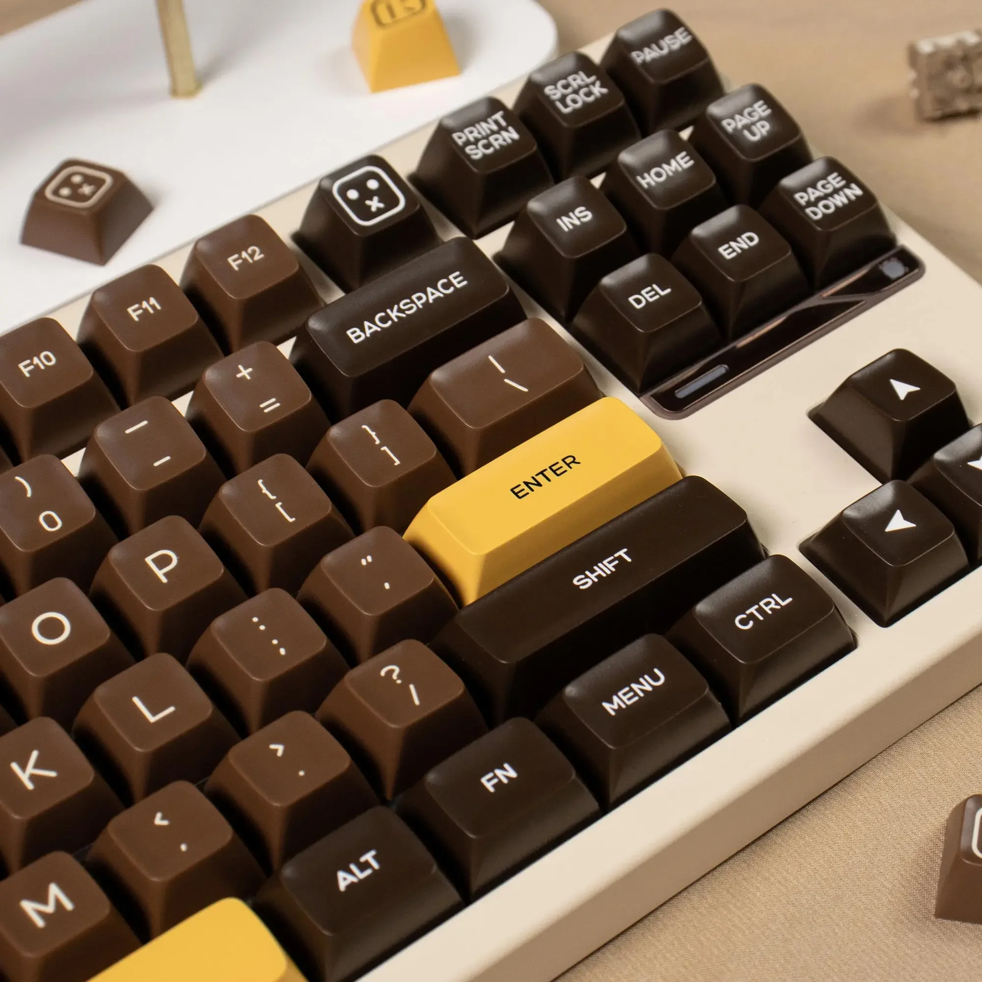 SA chocolate keycaps full set of ABS two-color adaptable magnetic axis mechanical keyboard 161 keys