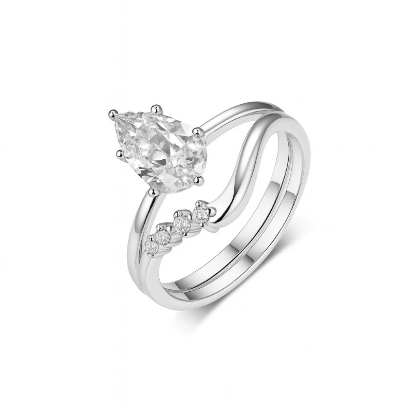 Shining U S925 Silver Pear VVS1 D Color Moissanite 1.5ct Gems Ring for Women Fine Jewelry Anniversary