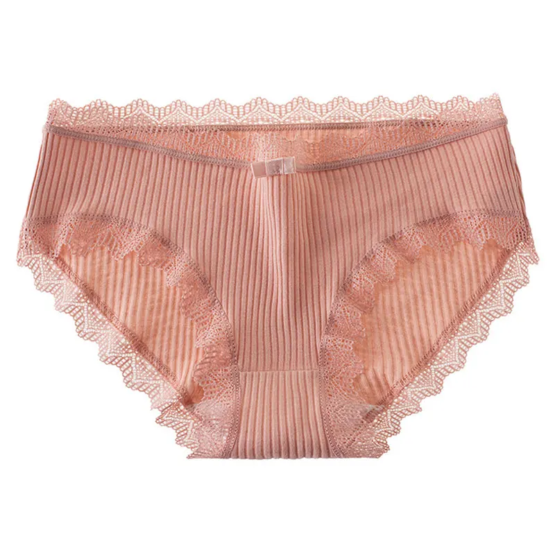 3PCS Women's Lace Threaded Underwear, Mid-waist Breathable Pure Cotton Bottom Women's Underwear, Briefs Panties Women Thongs