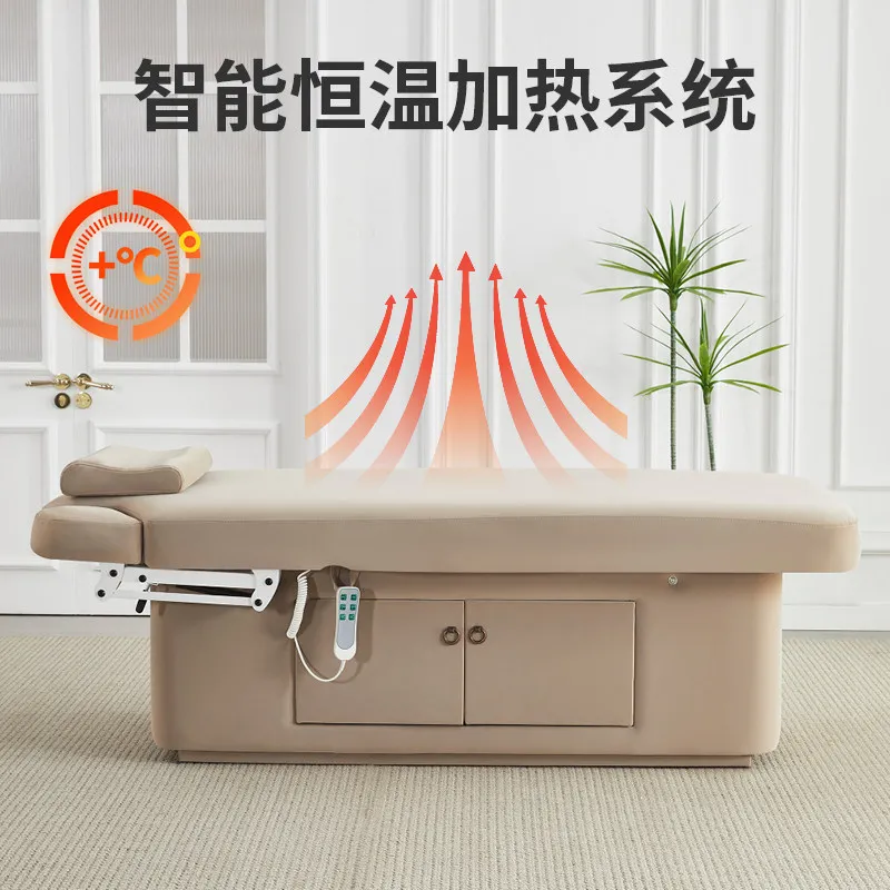 Electric latex beauty bed, special multi-functional lifting SPA massage heating bed for beauty salons, embroidered eyelash bed