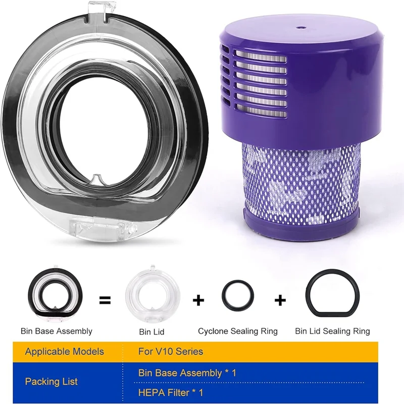

AT44-базовая крышка пылесборника, запасные части для пылесоса Dyson V10 SV12, крышка канистры/крышка ведра для пыли с фильтром