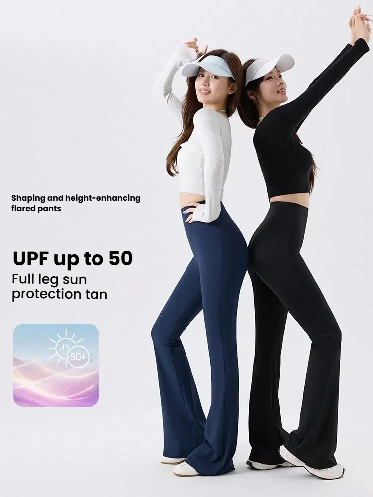 Leggings d'été pour femmes, taille haute, évasés, effet ventre plat, coupe bootcut, avec poches, pour le yoga et la gym, pour femmes de grande taille, petites et minces, pantalons de sport