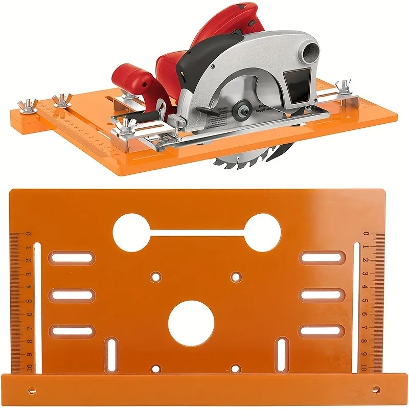 1pc Durable Orange Adjustable Base Plate for Wood Cutting Machines - Fit, Wear-Resistant with Circular Saw Guide, Ideal for Portable Saws, Adjustable Saw Guide|Enhanced Stability|Wearresistant Material, Woodworking Tools