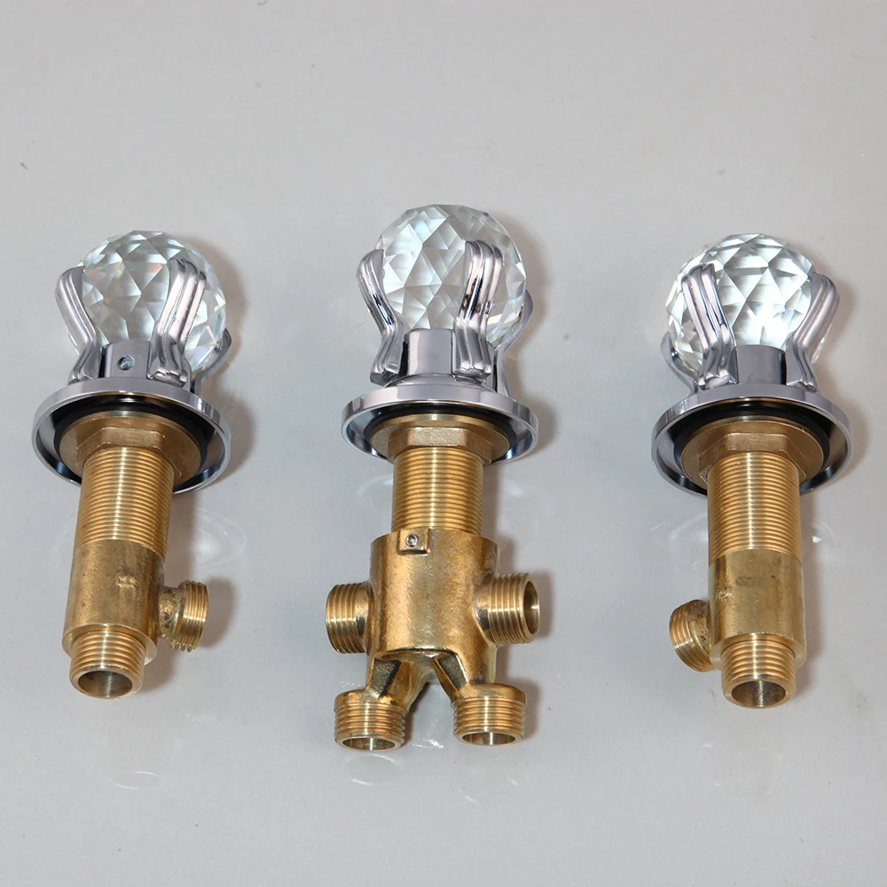 Monite Solid Brass Bathtub Faucet Waterfall Spout Deck Mounted Diamond Handles Chrome Polish Bathroom Bathtub Mixer Faucet