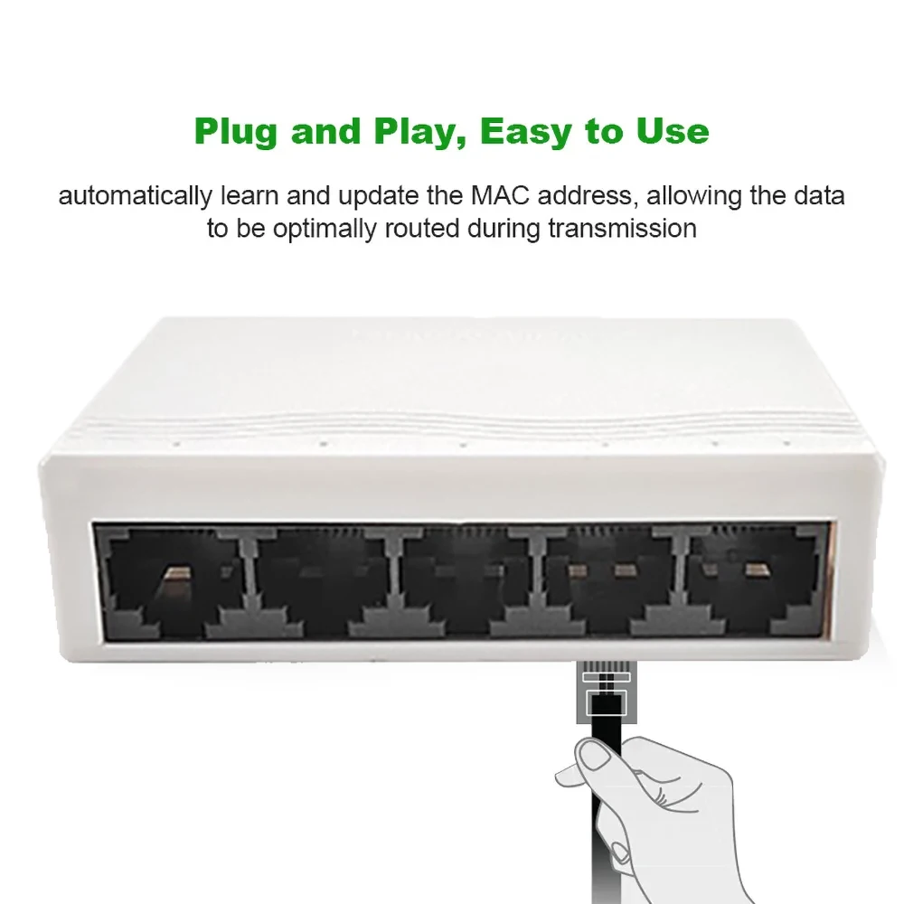 10/100Mbps Netzwerk-Switch 5-Port Ethernet-Switch Internet-Verteiler Desktop RJ45 Hub – Detail 6