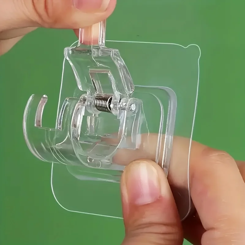 2er-Pack Bohrfreie Verstellbare Gardinenstange, Transparente Kunststoff-Duschstange mit Haken, Einfache Installation für Schlafzimmer Badezimmer Schrank – Detail 1