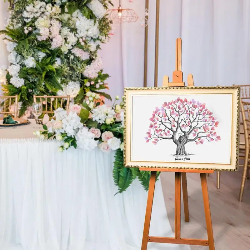 Fingerprint Tree Wedding Graduation Fingerprint Tree Canvas Guest Book DIY Creative Sign-In Book Waterproof for Birthday Wedding view 3