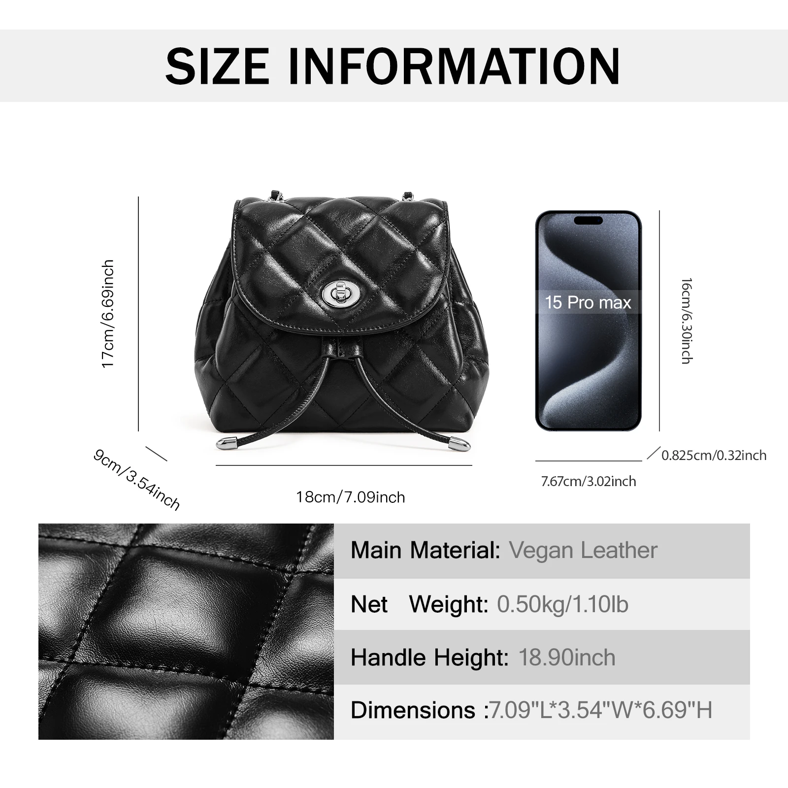 ITAMOOD Quilted Chain Shoulder Bag Multifunctional Leather Commuter Backpack Women's Fashion Travel Bag Vintage Luxury