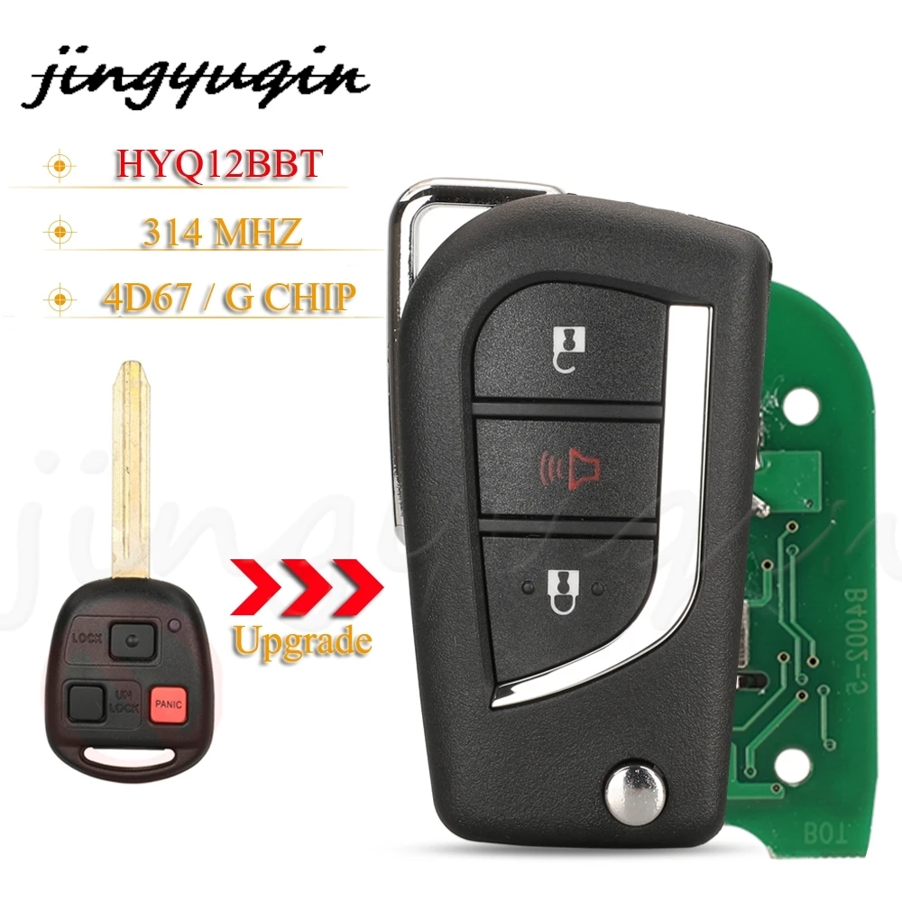 

jingyuqin 3Buttons Modified Flip Remote Car Key Fob 314Mhz HYQ12BBT 4D67 / G For Toyota FJ Cruiser Land Cruiser 2003-2009 TOY43