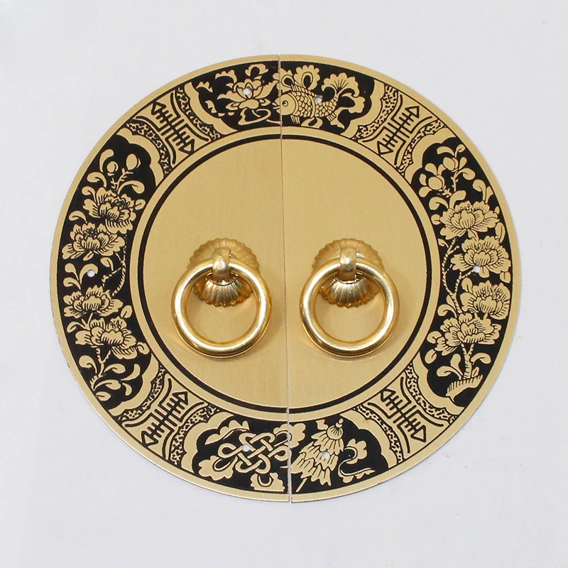 Chiński antyczny mosiężny uchwyt do drzwi szafki Pierścień do butów Uchwyt do szafki kuchennej Okrągłe drzwi do szafy Miedziany uchwyt Akcesoria meblowe