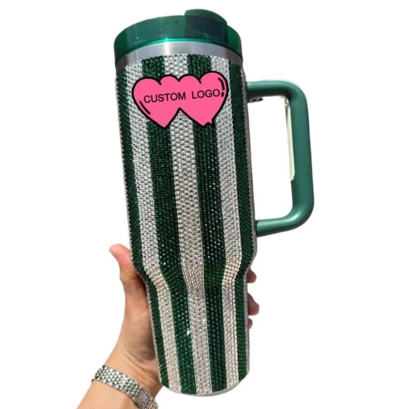 

Customizable Rhinestone Tumbler DIY Bling-bling Vertical Stripes Water bottle Stainless Steel Thermal Vaccum Mosaic Coffee Mug