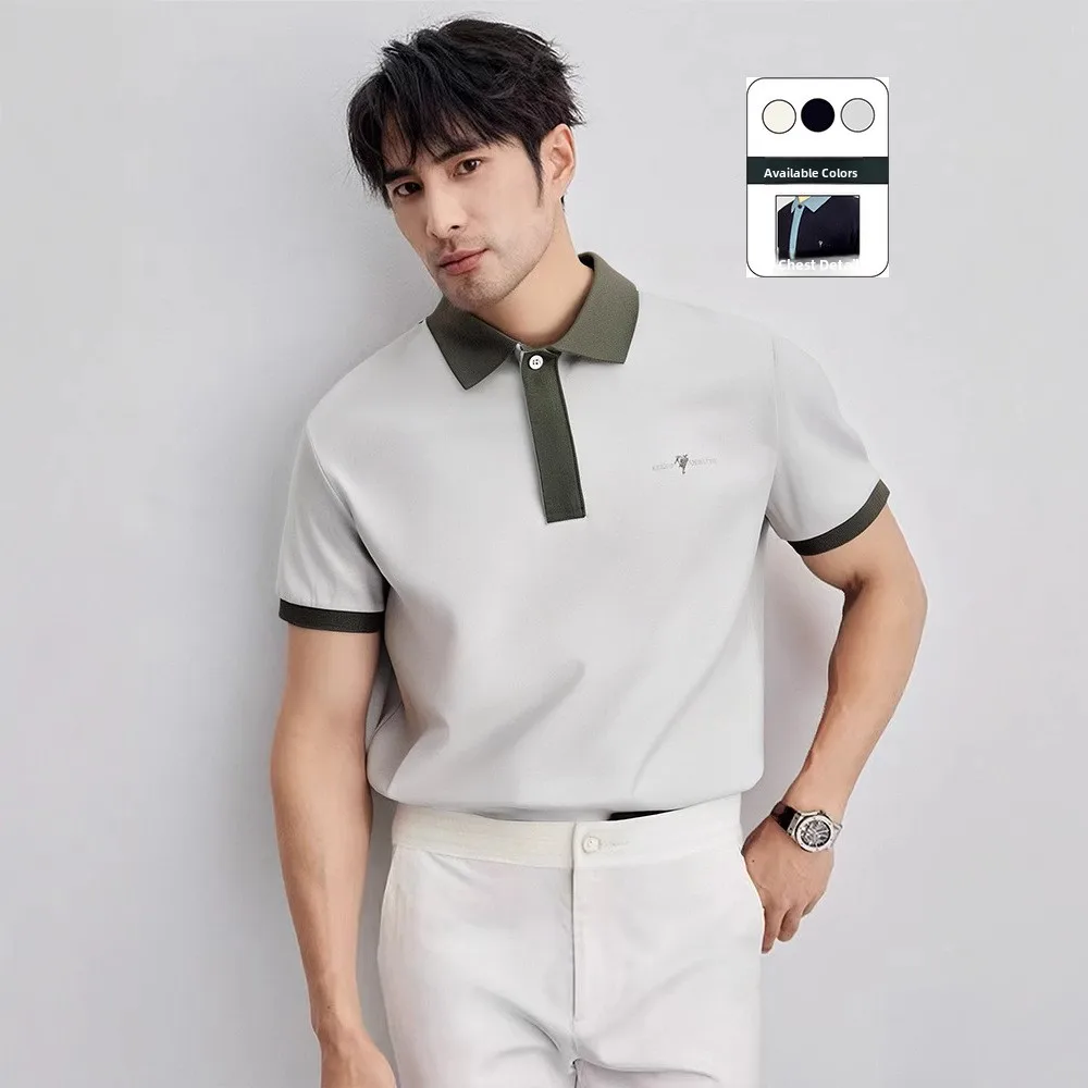 

Men's Short Sleeve Shirt Cool Sensation Color Block Casual Fashion American Style Cotton T-Shirt for Youth Daily Wear