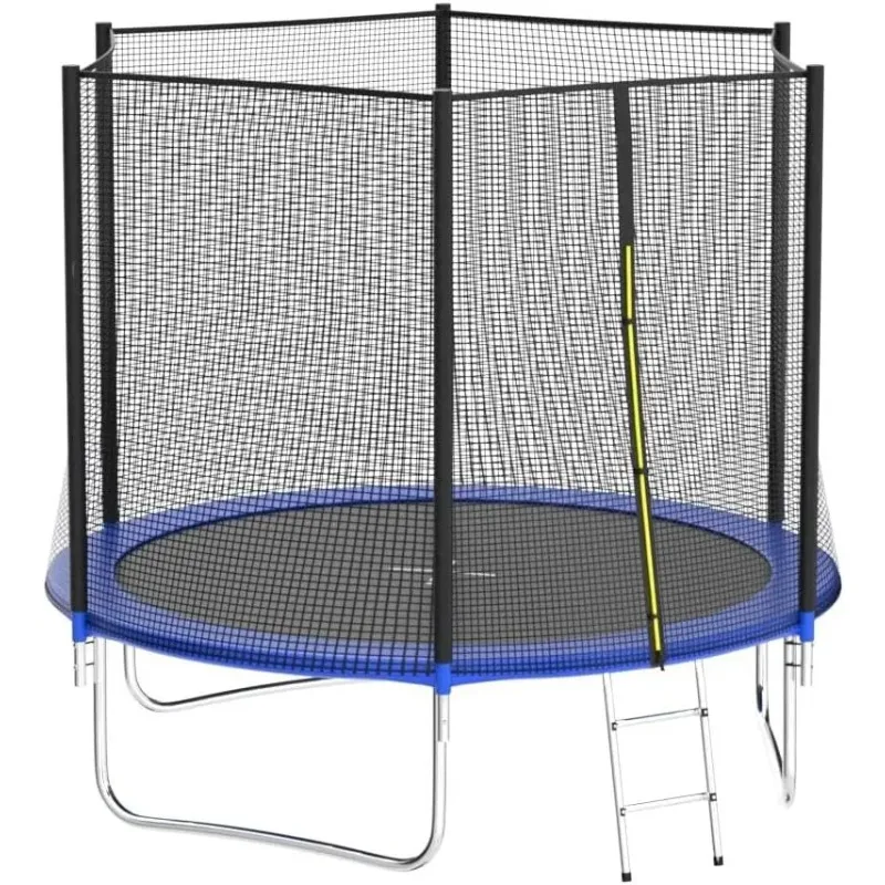 8FT Trampoline with Safety Enclosure Net, Outdoor Trampoline with Basketball Hoop, Heavy Duty Jumping Mat