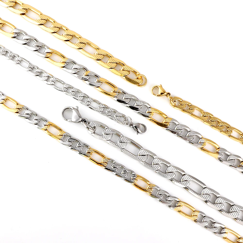 ASON Cuban Chain Necklace Women Men Stainless Steel Gold Color Link Chains Choker Female Male Collar Diy Accessories Gift