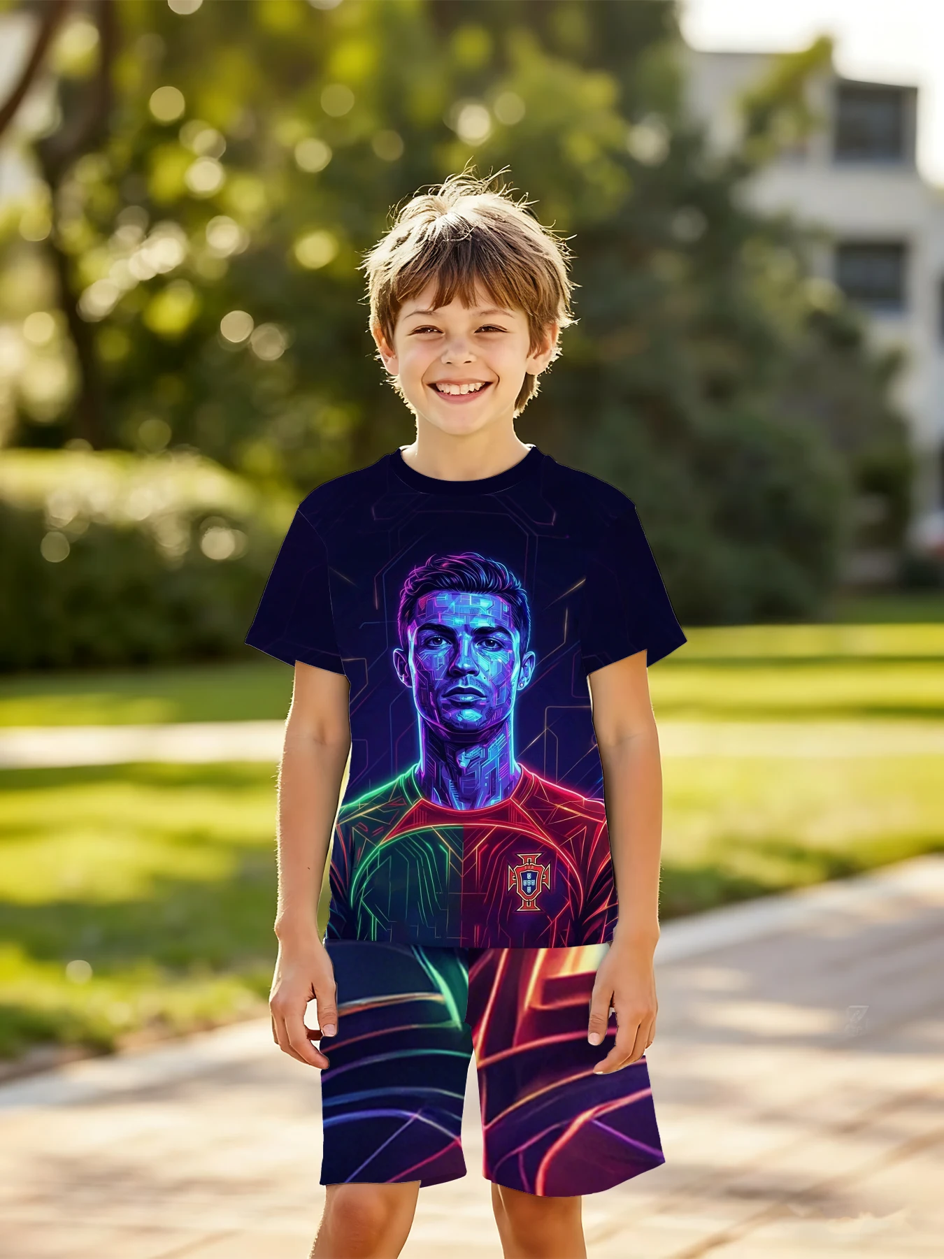 Kids Cyber Neon Ronaldo Portugal Football Set