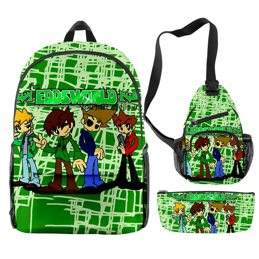 

Hip Hop Popular Funny eddsworld 3D Print 3pcs/Set pupil School Bags Travel Laptop Backpack Chest Bag Pencil Case