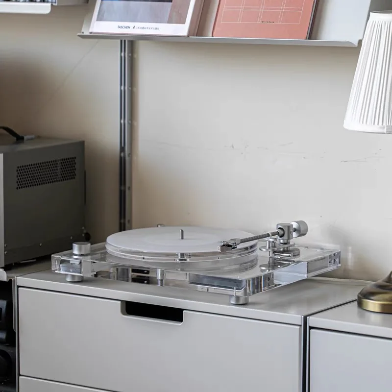 New val Acrylic Clear Body Moving Magnetic Cartridge Adjus Pressure Tonearm Support BT RCA Optic Access