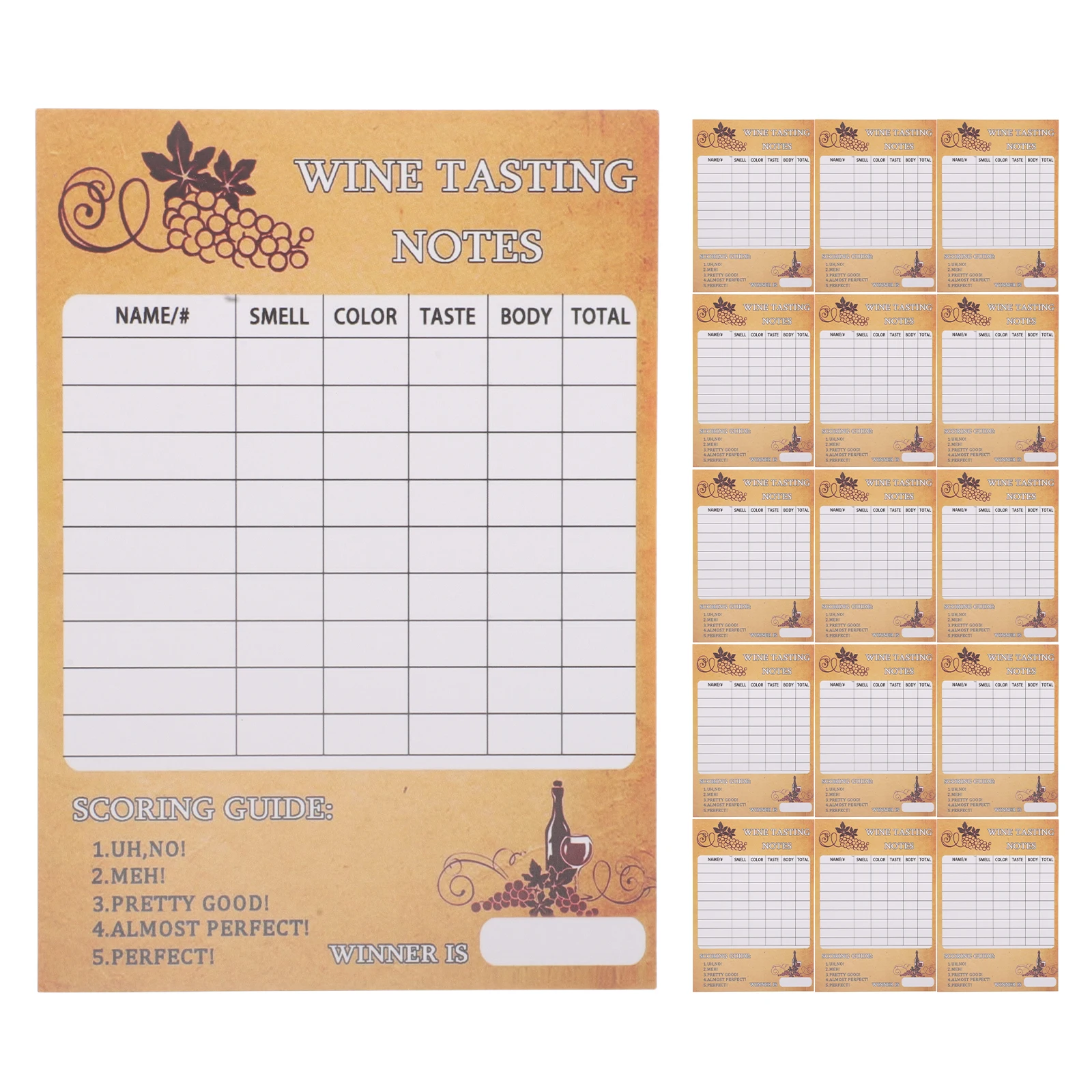 

30pcs Wine Tasting Scoring Cards Professional Evaluation Sheets For Blind Tasting Events Flavor Analysis Score Tracking Form