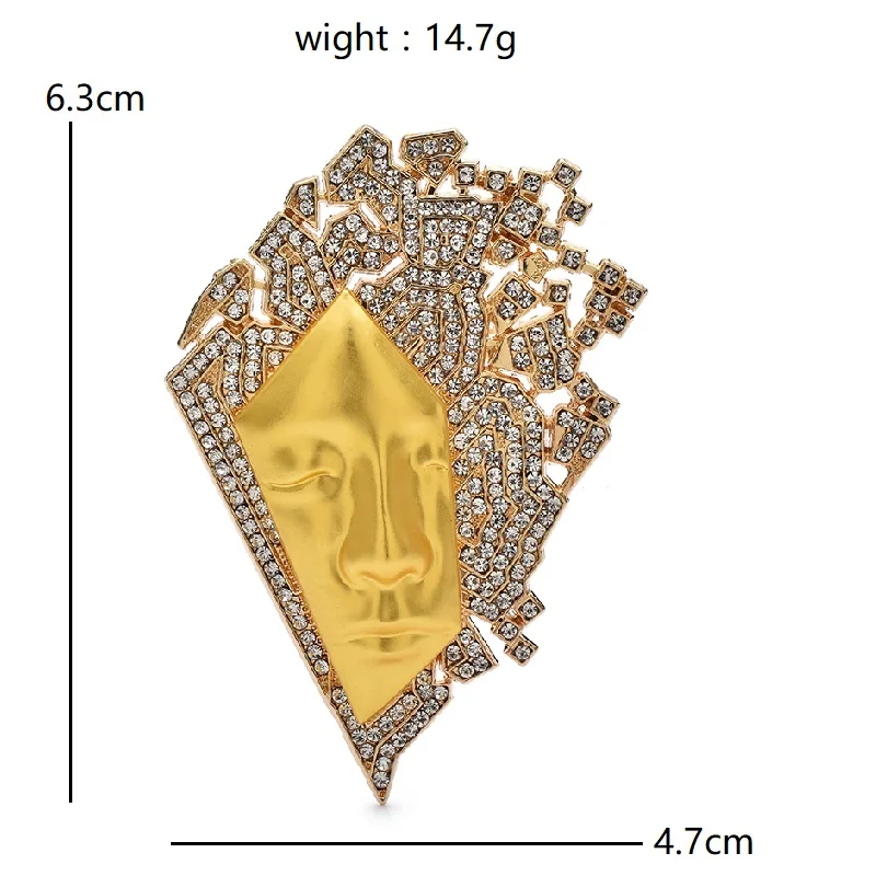 Wuli&baby Charming Art Face Brooches For Women Unisex Metal Rhinestone Abstract Portrait Character Party Casual Coat Brooch Pins