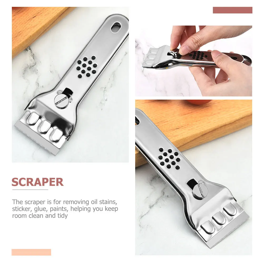 

1 комплект скребков из нержавеющей стали, сверхмощный инструмент для очистки напольной кухонной плиты для масляных пятен, наклейки на стены, цементная клейкая плитка