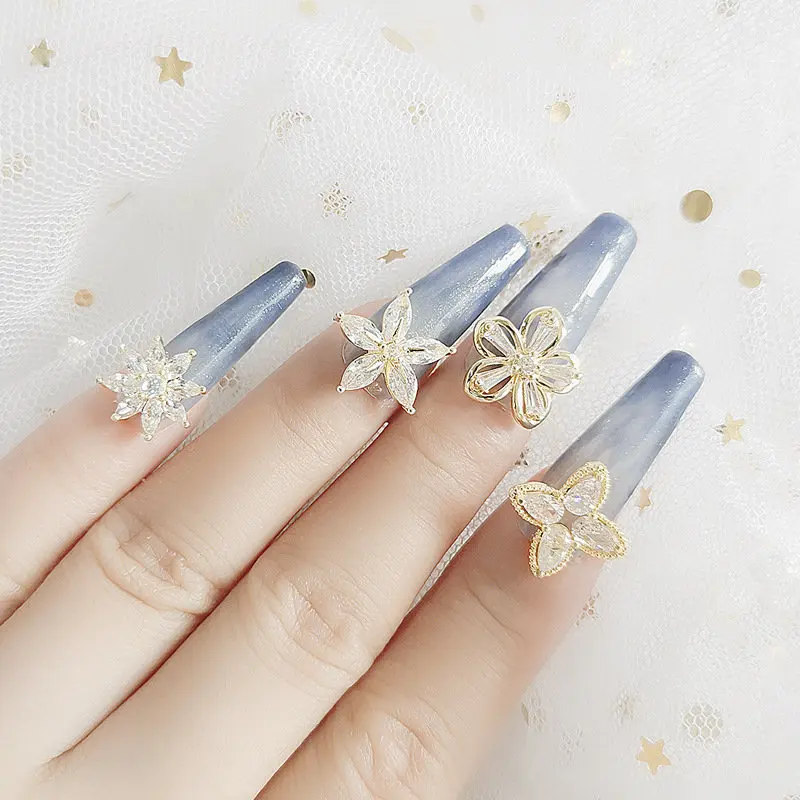 10 sztuk/partia kwiat śnieżynka kropla serca cyrkonie kryształy cyrkonie biżuteria ozdoby do paznokci akcesoria Charms materiały