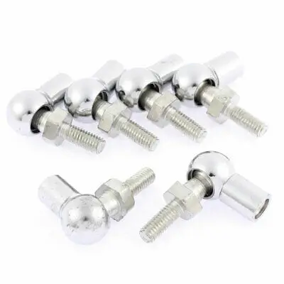 6mm Male 8mm Female Thread L Shape Ball Joint Rod End Bearing Silver Tone 6pcs