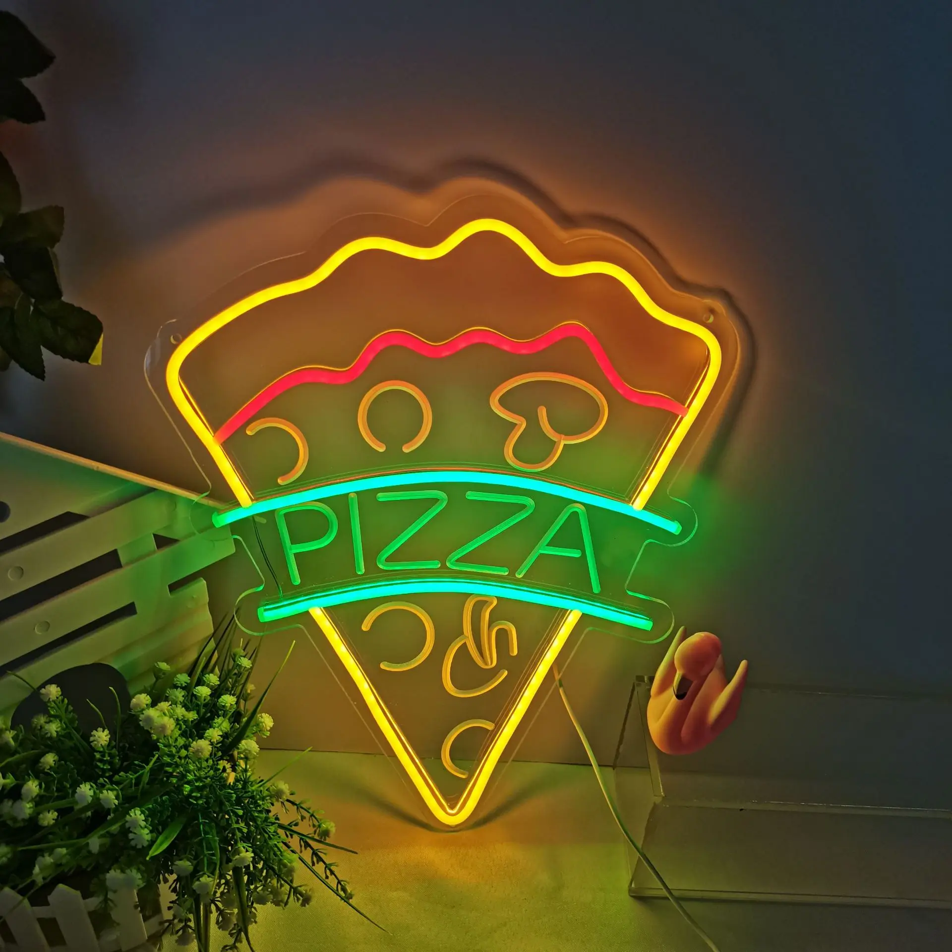 Hot Dog Neon Sign Pizza Noodle Hamburger Design Wall Hanging Neon LED Light Lamps USB Switch Party Restaurant Shop Room Decor