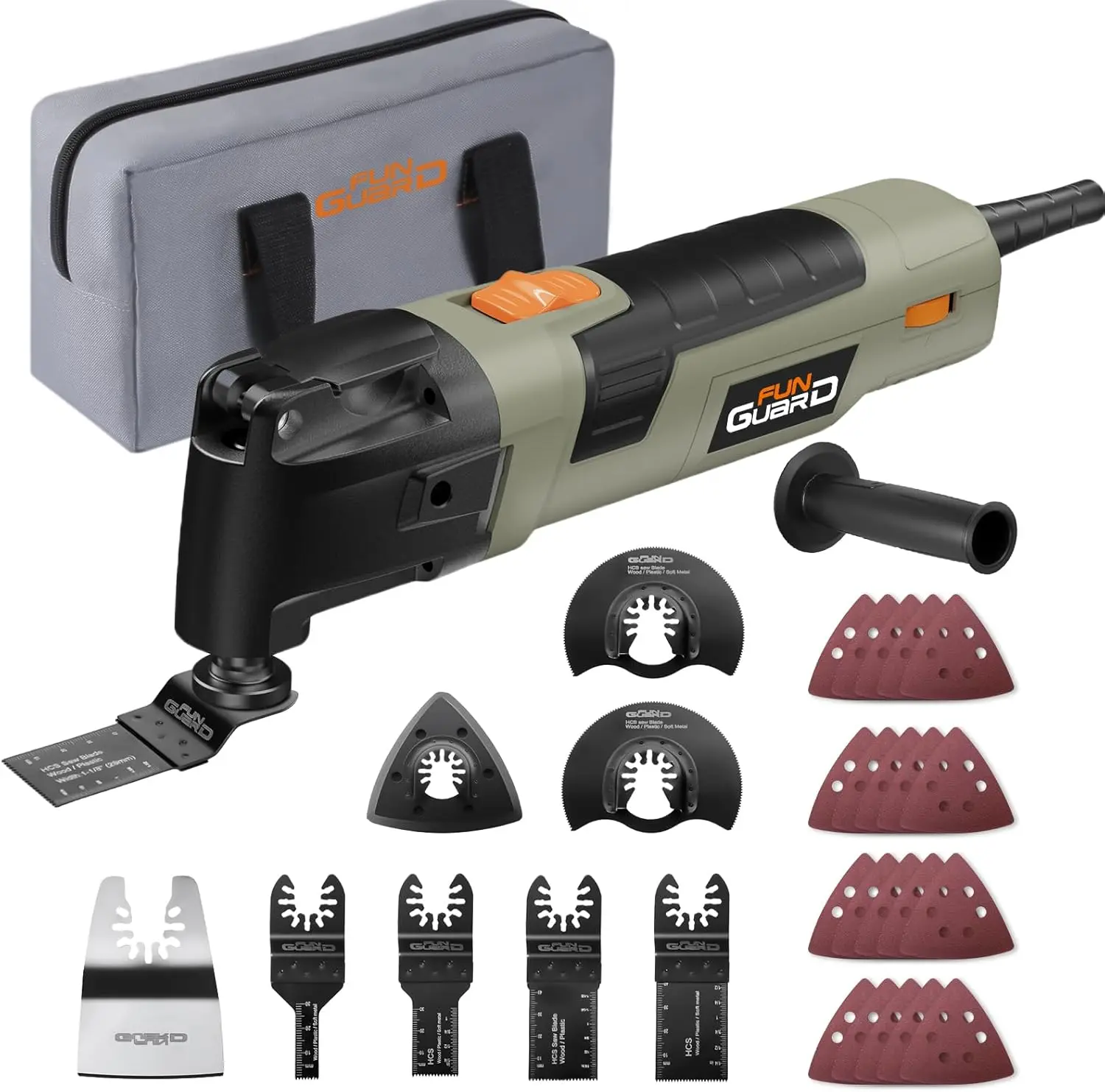 

300W Electric Oscillating Multi-Tool with 6 Speeds, Quick Blade Change, and 30 Accessories for Cutting, Sanding, Grinding