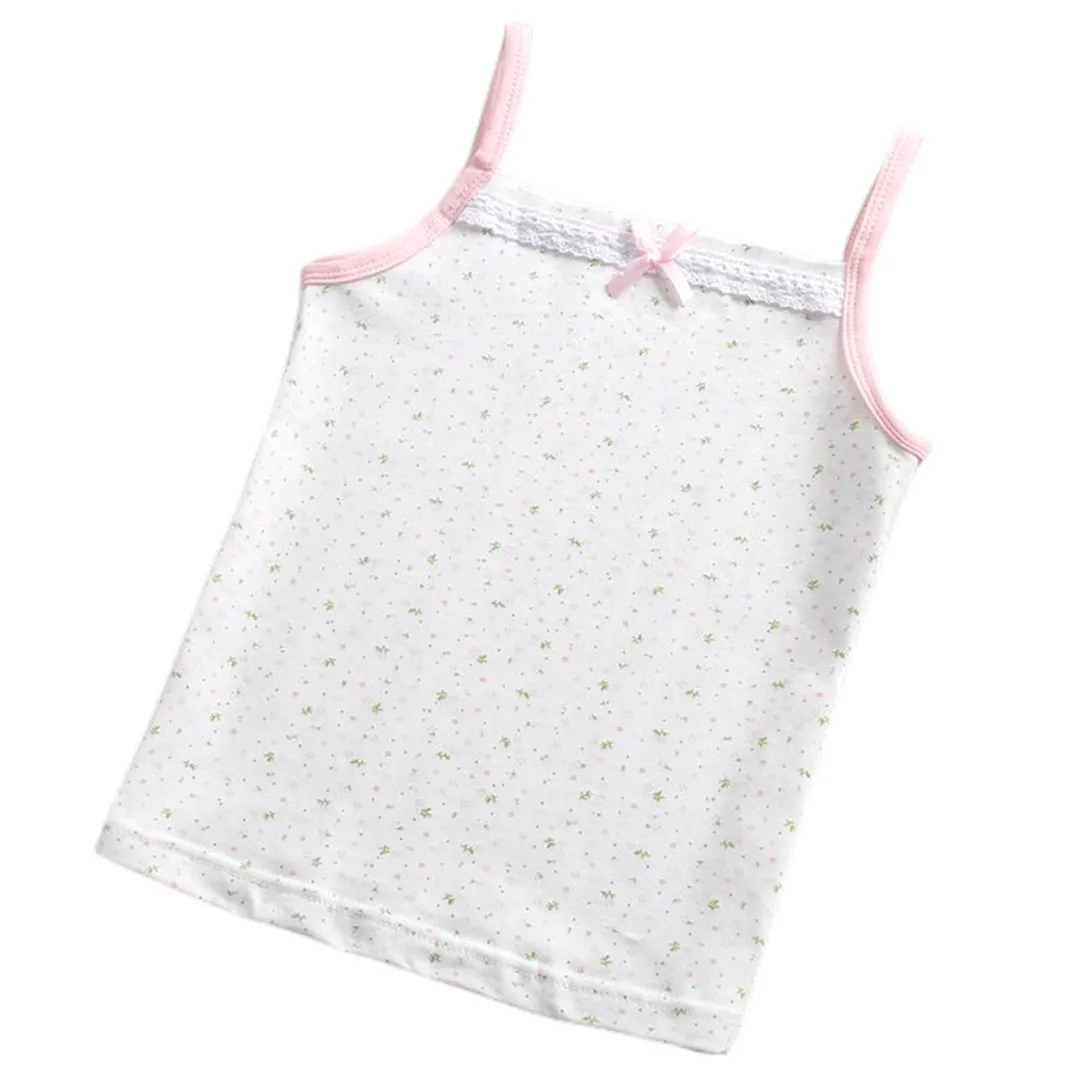 Baby Girls Singlet Underwear Tank Cute Princess Lace Undershirts Cotton Tank Bow Tops Teen Girl Summer Underwears Size 100-150