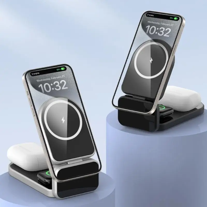 

G5GA 3 in 1 Wireless Charging Station Foldable Multiple Device Wireless Charging Center for Phone Watch Earbud