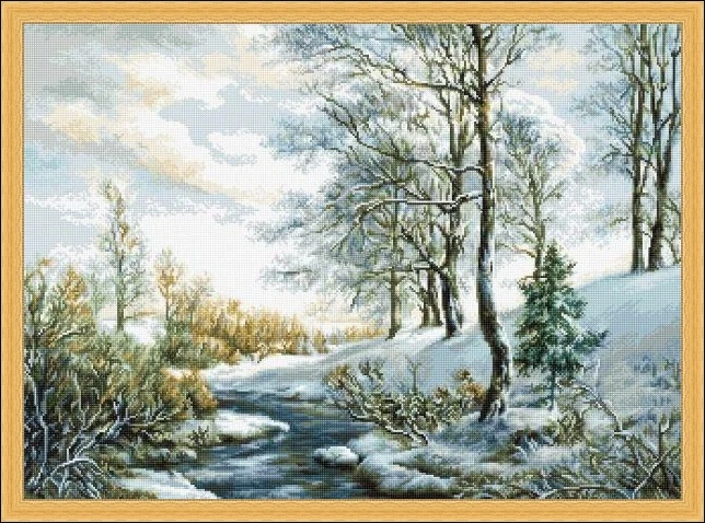 11CT/14CT DIY Embroidery Cross Stitch Kits Craft Needlework Set Canvas Cotton Luca-S G586 early spring landscape 70-55