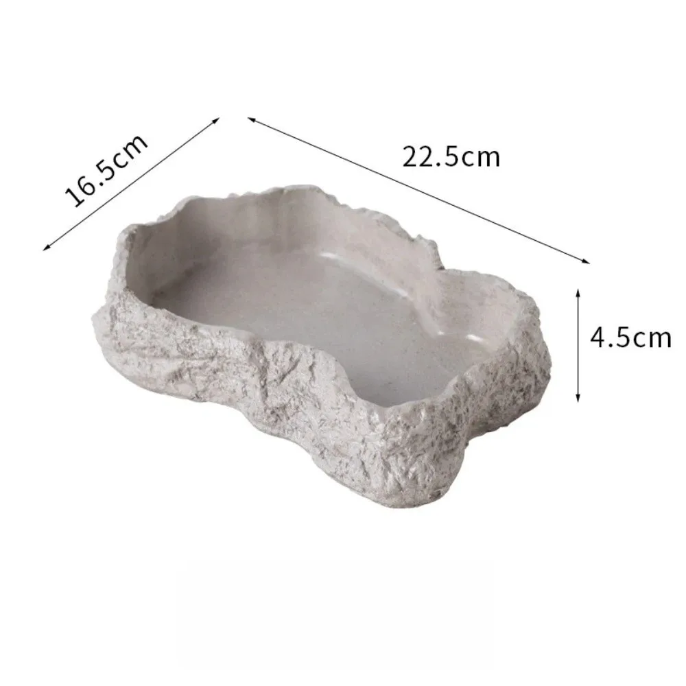 Simulated Rock Reptile Food Bowl Anti-slip Base Habitat Decor Tortoise Water Bowl Multiple Size Pet Reptile Feeder Pet Supplies