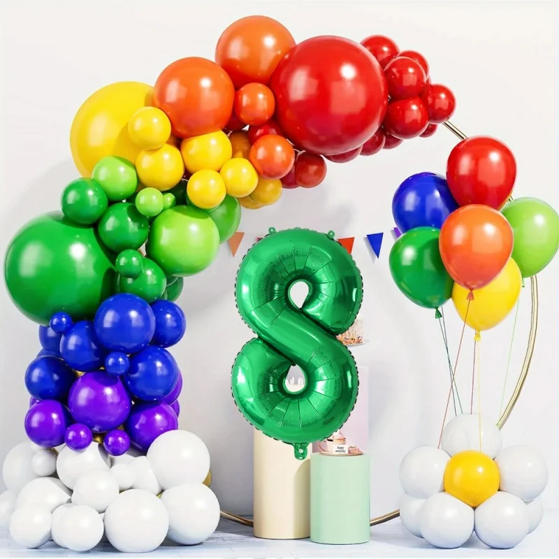 

The Background Decoration for the Graduation Birthday was Decorated with Colorful Rainbow-themed Birthday Balloons Decoration