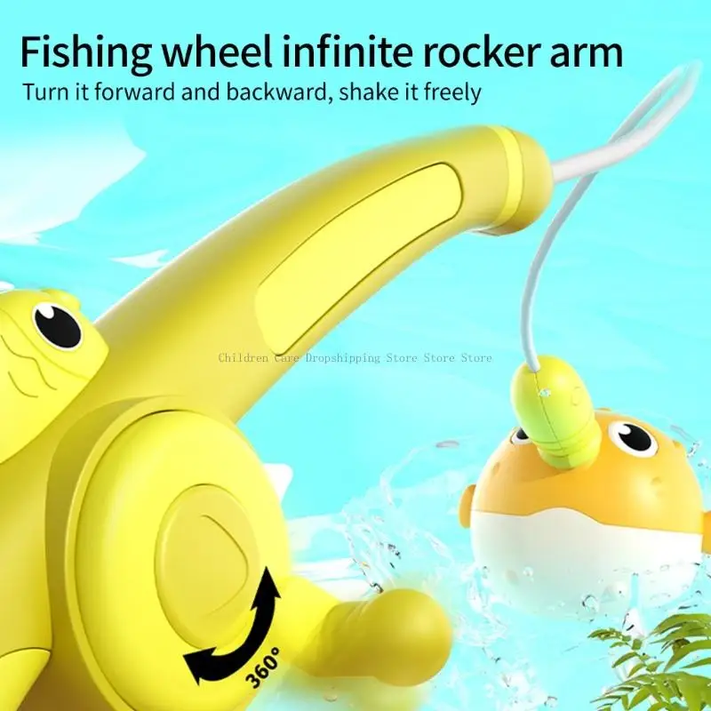 Illuminare canna da pesca magnetica da giocattolo da ballo da bagno con reti da pesca per animali marini per allenamento per