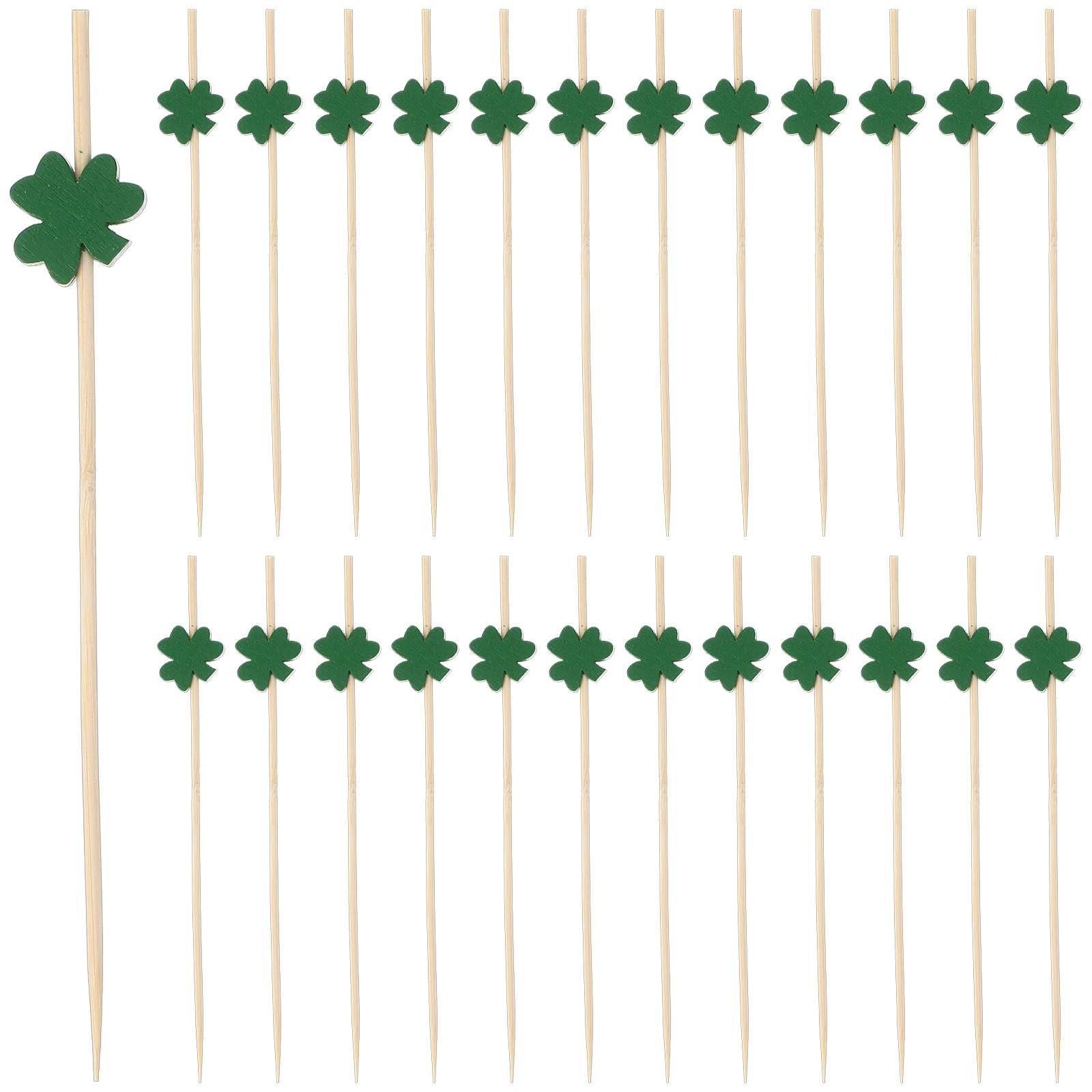 

100 Pcs Shamrock Fruit Picks Premium Wood Sturdy Creative Cake Decor Party Accessories Food Picks Cocktail Patrick