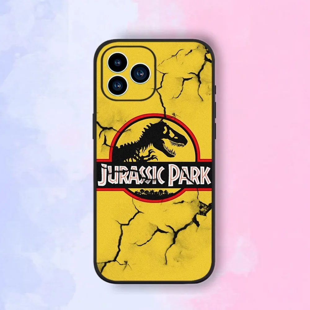 D-Dinosaur Jurassics Parks Phone Case iPhone 15,14,13,12,11,XS,XR,X,8,7,Pro,Max,Plus,mini Silicone Black Cover