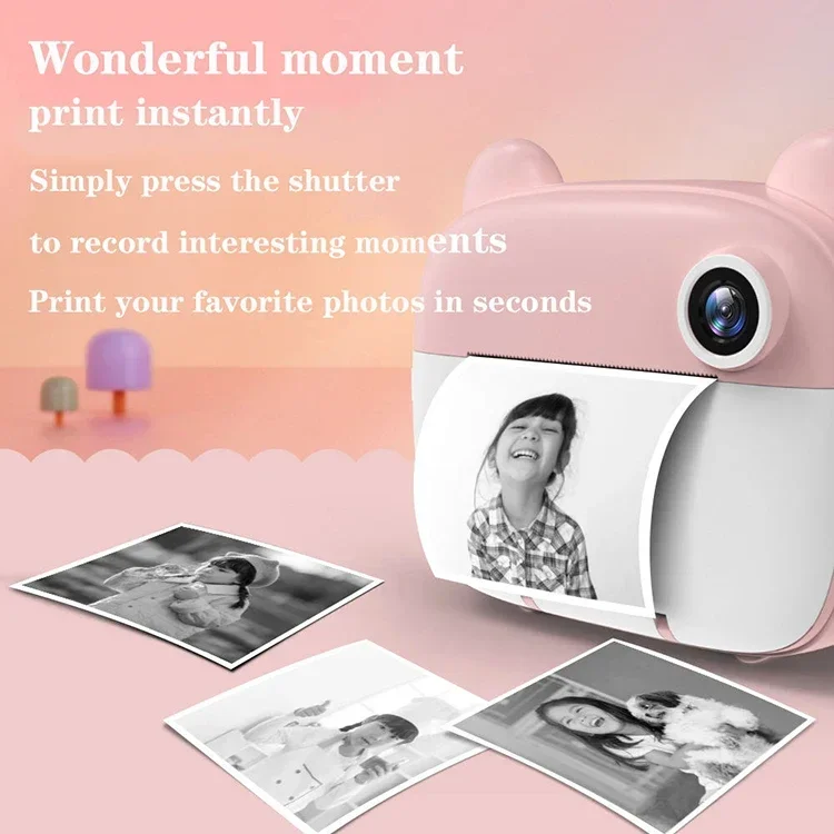 

D081 New 2.4 Inches 2400W Children Thermal Photo Fun Video Digital Ca mera Kids Instant Printing Camer a Toys for Girl Boy Gifts