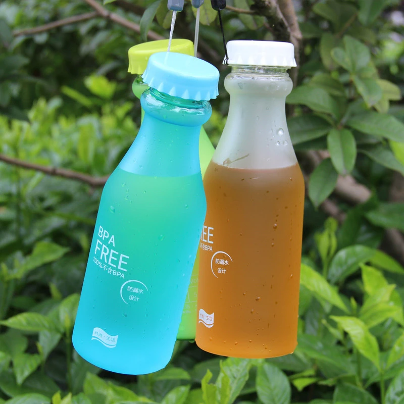 E2 550ml Plastic Water Bottle for Drinking Portable Sport Tea Coffee Water Cup With Rope BPA Free Kids Water Bottle for School
