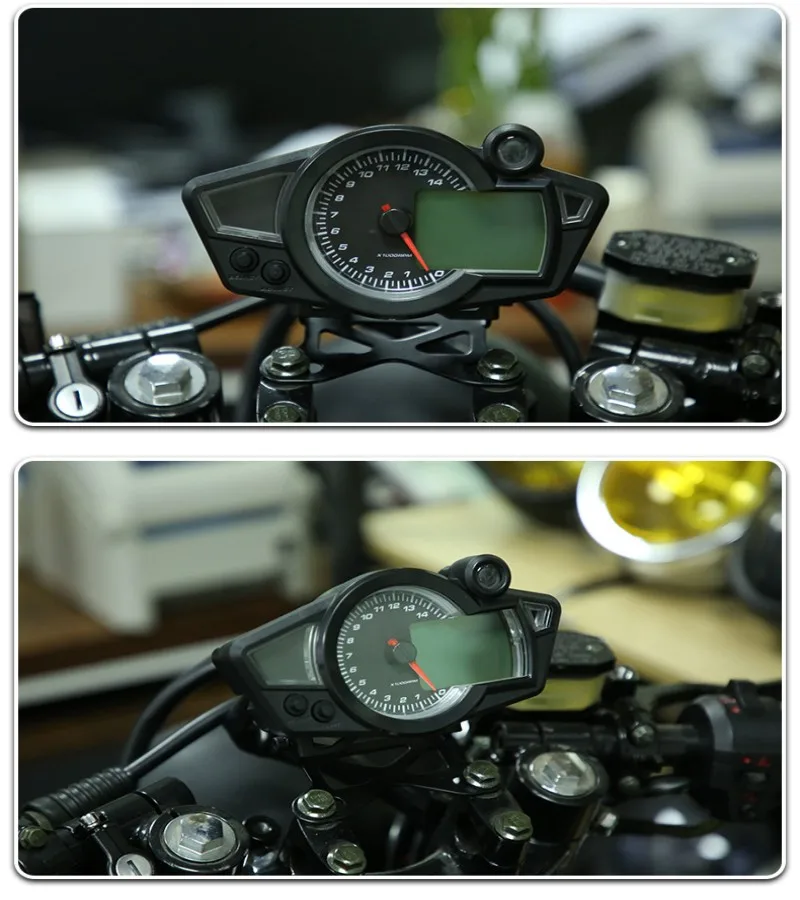 Newest Motorcycle Scooter Speedometer Tachometer ATV 15000 RPM LCD Odometer Speedometer Tachometer Gauge RPM km/h DC12V