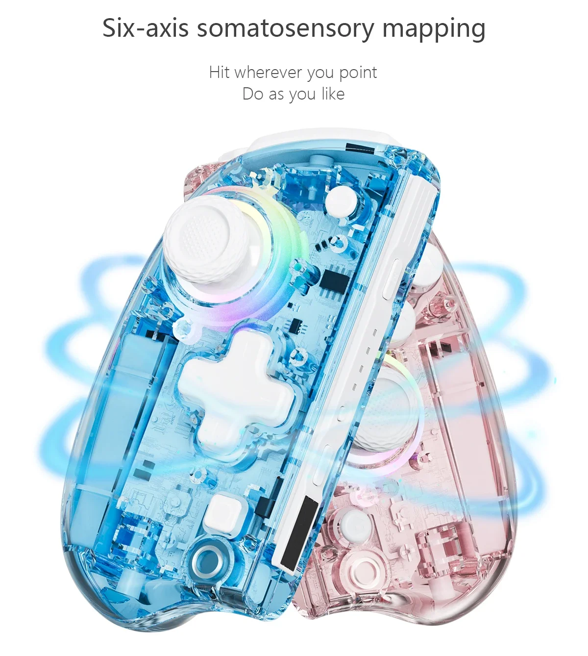 LinYuvo KS37B Kontroler bezprzewodowy Meteor Light Joycons do Nintendo Switch/OLED z programowalnym/sterowaniem ruchu/podwójnym wibracją