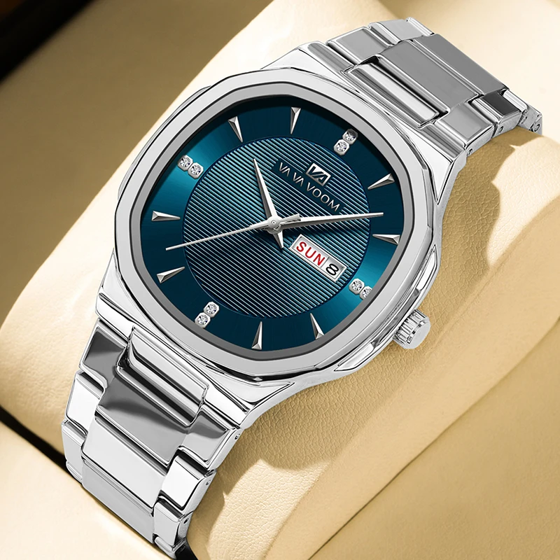 

UTHAI новые мужские часы модный деловой календарь водостойкий ремешок из нержавеющей стали 41 мм циферблат кварцевые часы Reloj подарок V0028