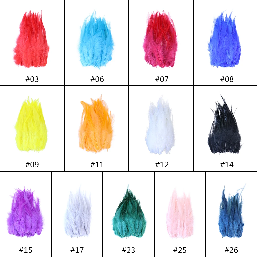 6-8Inch Natural Chicken Feather DIY Colors Decorative Fly Tie Accessories 50-200pcs Needlework Crafts and Plumas Crafts Muslim